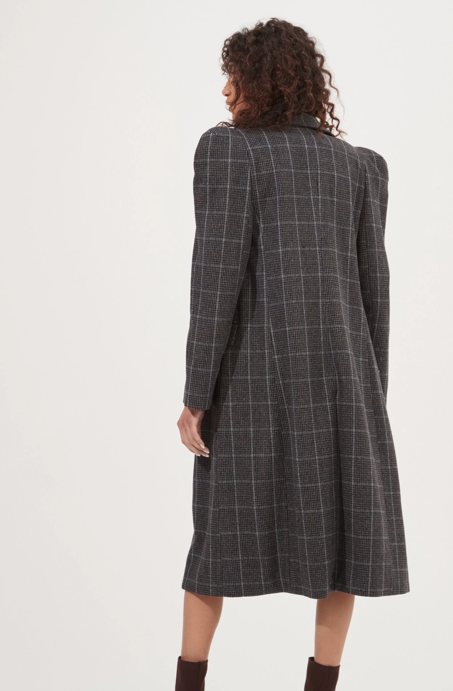 Audrey Plaid Shoulder Pad Longline Coat 5 Audrey Plaid Shoulder Pad Longline Coat - Image 5