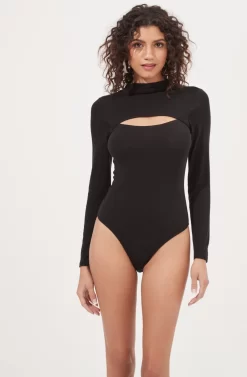 See Me Cutout Long Sleeve Bodysuit -ASTR the Label Store ACT16912 BLACK 4 scaled