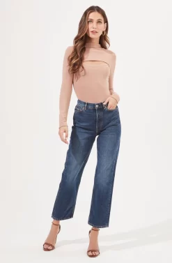 See Me Cutout Long Sleeve Bodysuit -ASTR the Label Store ACT16912 NUDE 1 scaled