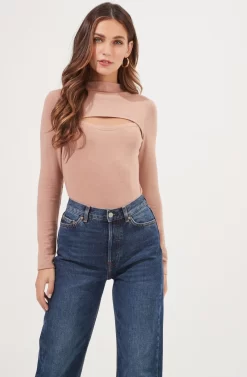 See Me Cutout Long Sleeve Bodysuit -ASTR the Label Store ACT16912 NUDE 2 scaled