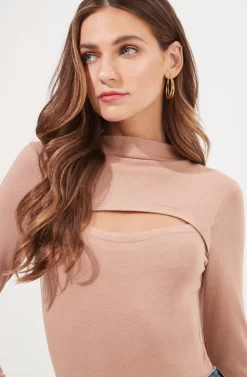 See Me Cutout Long Sleeve Bodysuit -ASTR the Label Store ACT16912 NUDE 3 scaled