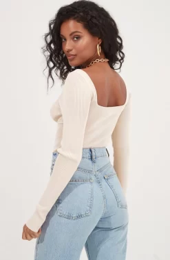 Tarzana Ribbed Knit Sweetheart Sweater -ASTR the Label Store ACT16984 WHITE 6 scaled