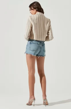 Rozette Cropped Pinstripe Jacket -ASTR the Label Store ACT16992 TAN BLACK 3 scaled