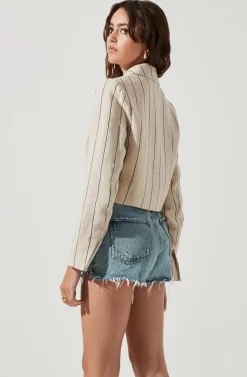 Rozette Cropped Pinstripe Jacket -ASTR the Label Store ACT16992 TAN BLACK 4 scaled