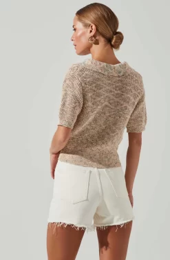 Cambria Collared Short Sleeve Knit Sweater -ASTR the Label Store ACT17001B RAINBOWSPECKLE 3 scaled