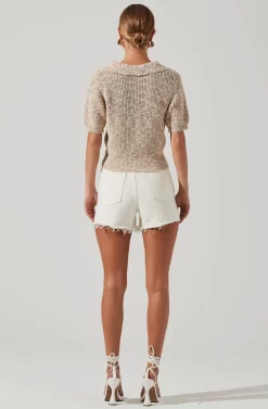 Cambria Collared Short Sleeve Knit Sweater -ASTR the Label Store ACT17001B RAINBOWSPECKLE 4 scaled