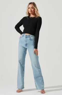 Avila Ribbed Knit Strappy Back Sweater -ASTR the Label Store ACT17036 BLACK 1 scaled