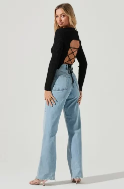 Avila Ribbed Knit Strappy Back Sweater -ASTR the Label Store ACT17036 BLACK 5 scaled