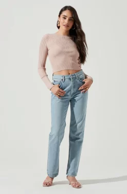 Avila Ribbed Knit Strappy Back Sweater -ASTR the Label Store ACT17036 BLUSH 1 scaled