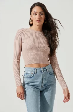 Avila Ribbed Knit Strappy Back Sweater -ASTR the Label Store ACT17036 BLUSH 2 scaled
