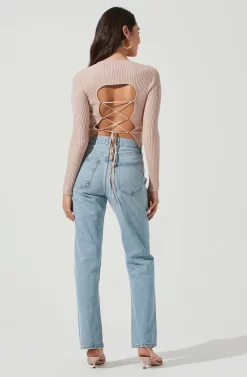 Avila Ribbed Knit Strappy Back Sweater -ASTR the Label Store ACT17036 BLUSH 3 scaled