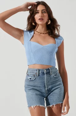 Alta Sweetheart Cap Sleeve Top -ASTR the Label Store ACT17075 LIGHTBLUE 0448 scaled