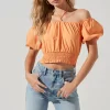 Aldrin Halter Neck Off Shoulder Puff Sleeve Top