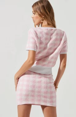 Mindy Checkered Terry Cloth Sweater -ASTR the Label Store ACT17146 PINK WHITECHECKS 0497 e8d60ea0 9934 40f7 8705 7c444bed0e27 scaled