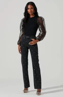 Audrina Chiffon Sleeve Sweater -ASTR the Label Store ACT17163L BLACK 1 scaled