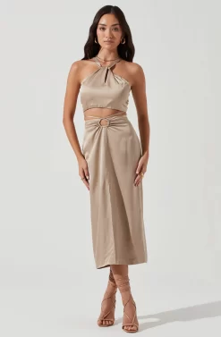 Robin Tie Waist Cutout Midi Skirt 18 Robin Tie Waist Cutout Midi Skirt -ASTR the Label Store ACT17181 KHAKI 1927 scaled