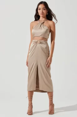 Robin Halter Tie Back Crop Top -ASTR the Label Store ACT17181 KHAKI 1930 scaled
