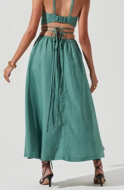Divine Tie Waist Maxi Skirt -ASTR the Label Store ACT17191 DARKSAGE 1209 scaled