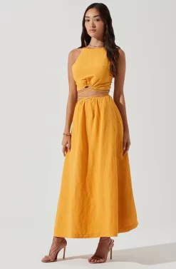Divine Tie Waist Maxi Skirt -ASTR the Label Store ACT17191 MARIGOLD 0259 scaled
