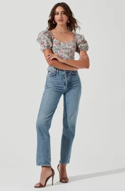 Romilly Floral Puff Sleeve Top -ASTR the Label Store ACT17221 FUCHSIAMULTIFLORAL 2 scaled