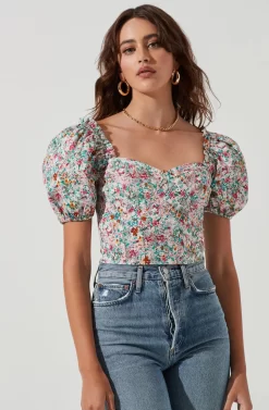 Romilly Floral Puff Sleeve Top -ASTR the Label Store ACT17221 FUCHSIAMULTIFLORAL 4 scaled