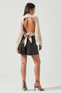 Inez Cable Knit Open Back Sweater -ASTR the Label Store ACT17236 CREAM 1179 scaled