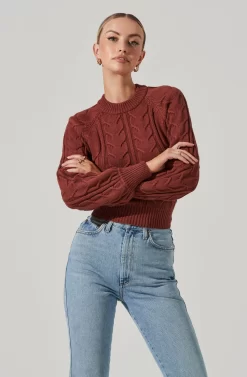 Inez Cable Knit Open Back Sweater -ASTR the Label Store ACT17236 RUST 12251 scaled