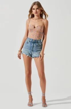 Brixley Floral Underwire Bustier Top -ASTR the Label Store ACT17260B CARAMELMULTIFLORAL 0745 scaled