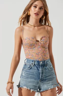 Brixley Floral Underwire Bustier Top -ASTR the Label Store ACT17260B CARAMELMULTIFLORAL 1317 scaled