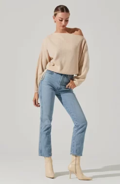 Brooklyn Off Shoulder Sweater -ASTR the Label Store ACT17273 CREAM 12381 scaled