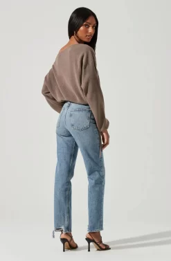 Brooklyn Off Shoulder Sweater -ASTR the Label Store ACT17273 DARKTAUPE 0390 scaled
