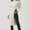 Evangelina Cable Knit Turtleneck Hi Slit Sweater