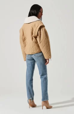 Nadine Quilted Faux Shearling Jacket -ASTR the Label Store ACT17275 KHAKI 0185 91274b9f 058f 479a 9d44 8bc461fe17d1 scaled