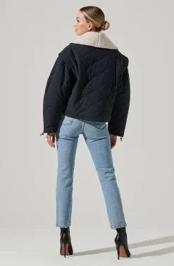 Nadine Quilted Faux Shearling Jacket -ASTR the Label Store ACT17275 NAVY 11121 scaled