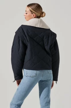 Nadine Quilted Faux Shearling Jacket -ASTR the Label Store ACT17275 NAVY 11161 scaled