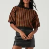 Colette Houndstooth Short Sleeve Sweater