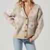 Rosette Floral Contrast Button Cardigan