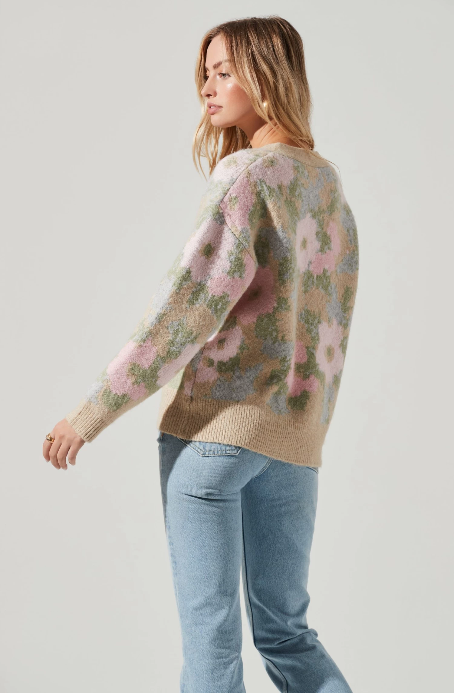 Rosette Floral Contrast Button Cardigan 6 Rosette Floral Contrast Button Cardigan - Image 6