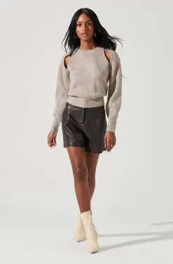 Adira Shoulder Cutout Sweater -ASTR the Label Store ACT17301 TAUPE 1219 scaled