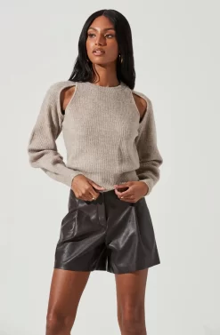 Adira Shoulder Cutout Sweater -ASTR the Label Store ACT17301 TAUPE 1230 scaled