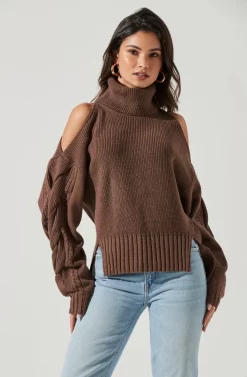 Ariella Shoulder Cutout Turtleneck Sweater