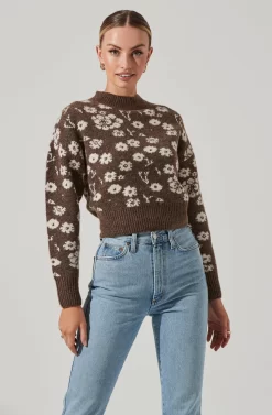 Saira Floral Sweater -ASTR the Label Store ACT17330 BROWNCREAMFLORAL 11441 scaled