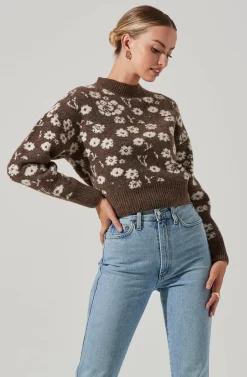 Saira Floral Sweater -ASTR the Label Store ACT17330 BROWNCREAMFLORAL 11451 scaled