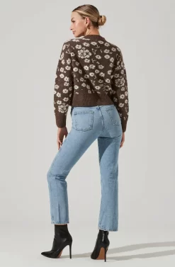 Saira Floral Sweater -ASTR the Label Store ACT17330 BROWNCREAMFLORAL 11481 scaled