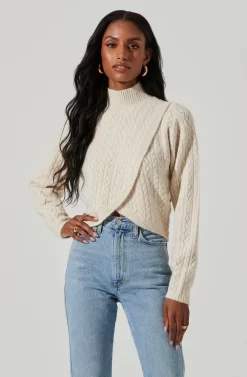 Ember Wrap Front Turtleneck Sweater -ASTR the Label Store ACT17332 CREAM 3 scaled