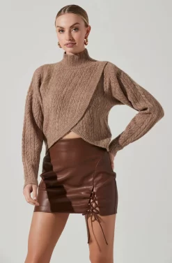 Ember Wrap Front Turtleneck Sweater -ASTR the Label Store ACT17332 MOCHA 2 scaled