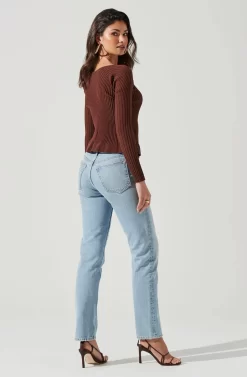 Angelique Ribbed Knit Chain Detail Cardigan -ASTR the Label Store ACT17337 BROWN 0112 scaled