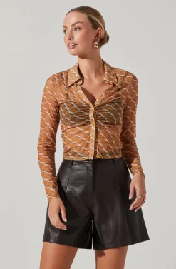 Wilma Faux Leather Shorts -ASTR the Label Store ACT17338M MUSTARDCREAMGEO 3 422e00f6 8c21 4854 81dc 031386139c3d scaled