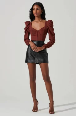 Quinn Ruched Sleeve Corset Top -ASTR the Label Store ACT17352 RUST 1 d51f8485 1e53 400b af7e ea17f1a3fd83 scaled