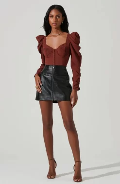 Quinn Ruched Sleeve Corset Top -ASTR the Label Store ACT17352 RUST 2 4f884add 5d31 41e1 b52b 5fcc52280bd0 scaled